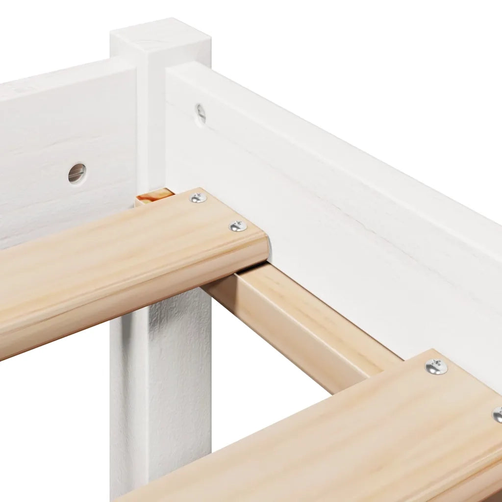 Letto senza Materasso-Struttura Letto Bianco 135x190 cm Legno Massello di Pino 370678