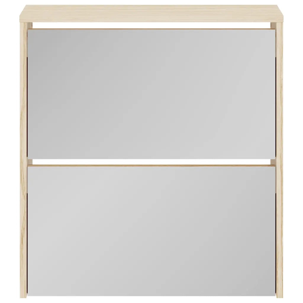 Scarpiera con 2 Ripiani e Specchio Colore Rovere 63x17x67 cm 243045