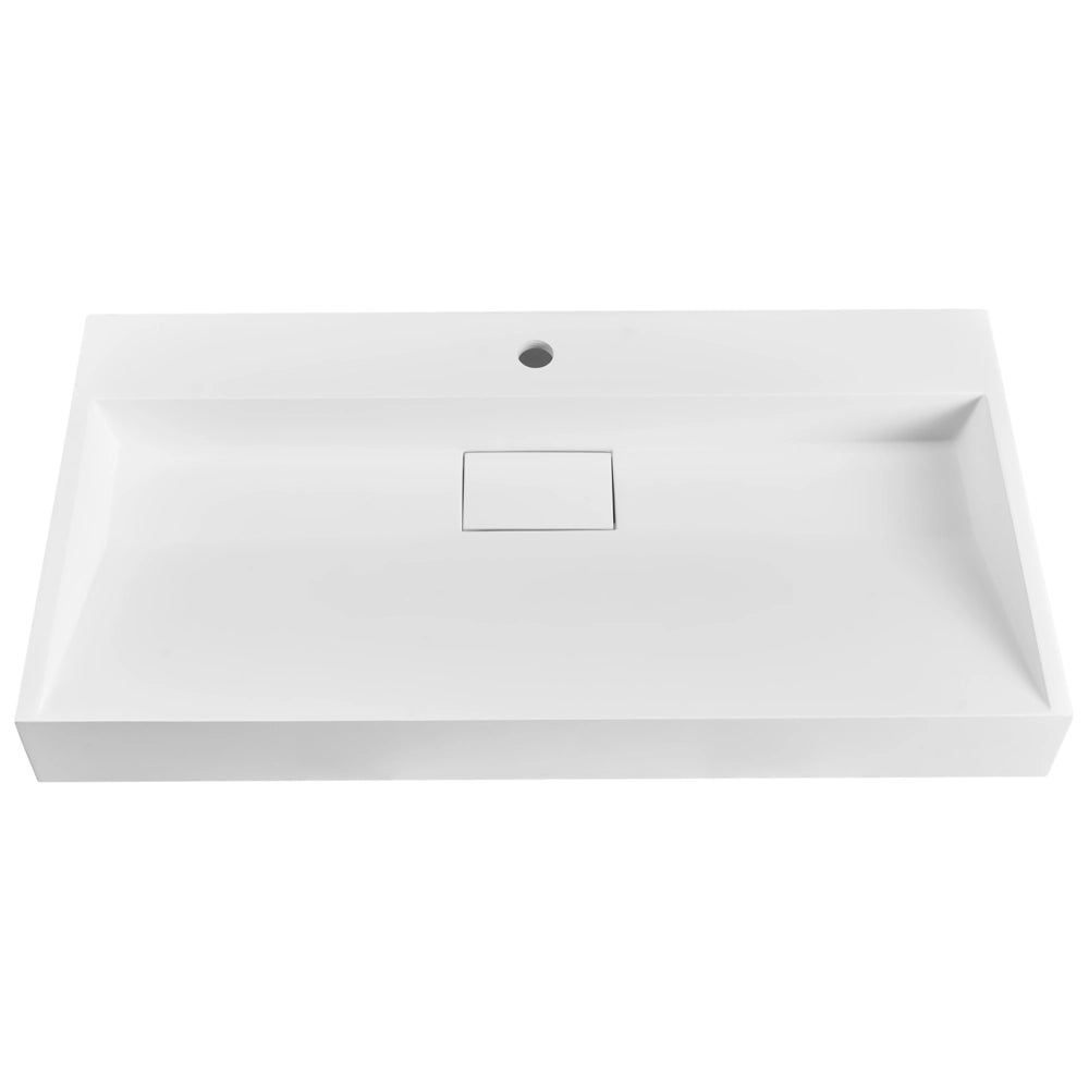 Lavabo bagno classico rettangolare in ceramica finitura lucida 90 x 46 cm Bianco Lavello da bagno rettangolare