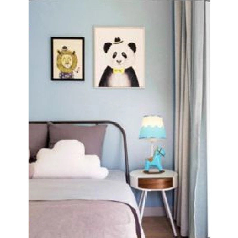 Trade Shop - Lampada Da Comodino Scrivania Cameretta Bimba Bimbo Cavallo A Dondolo E27 D09 - Blu