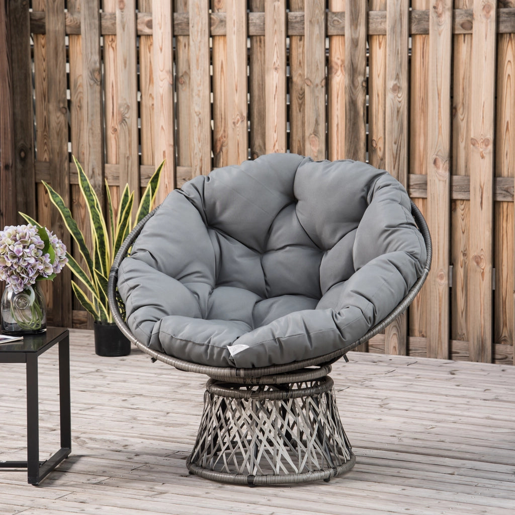Poltrona da giardino girevole con cuscino ¨C Zephmum ¨C Grigio, 97x86 cm