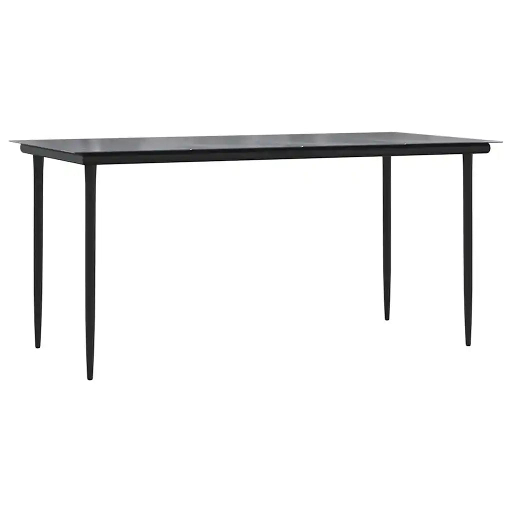 Set Pranzo da Giardino 7 pz Nero Polyrattan Vetro 3334489