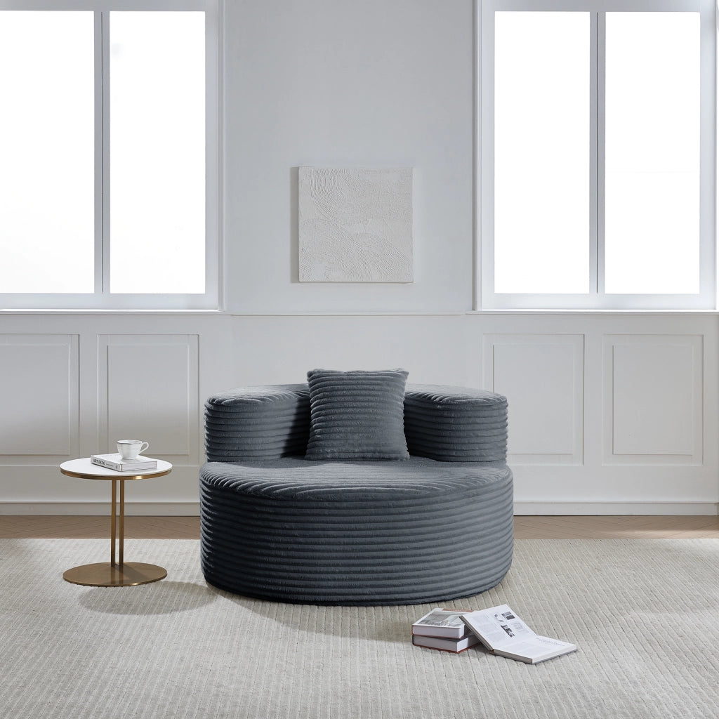 Poltrona pouf con cuscino in flannelette e schiuma; 112×105×59 cm; grigio scuro