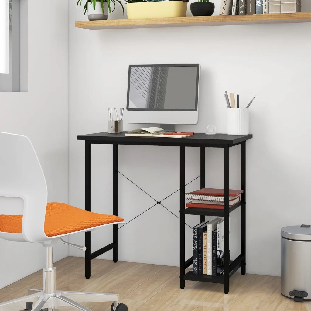 Scrivania | Tavolo da Ufficio per Computer Nera 80x40x72 cm in MDF e Metallo