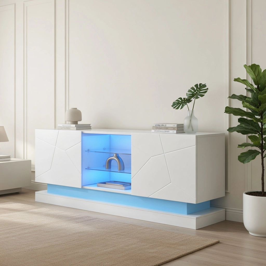 Mobile TV bianco opaco in truciolare lunghezza 160 cm