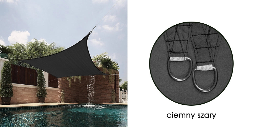 AIO FACTORY 5x5 m Vela Ombreggiante Impermeabile Grigio Scuro - Protezione Solare da Giardino