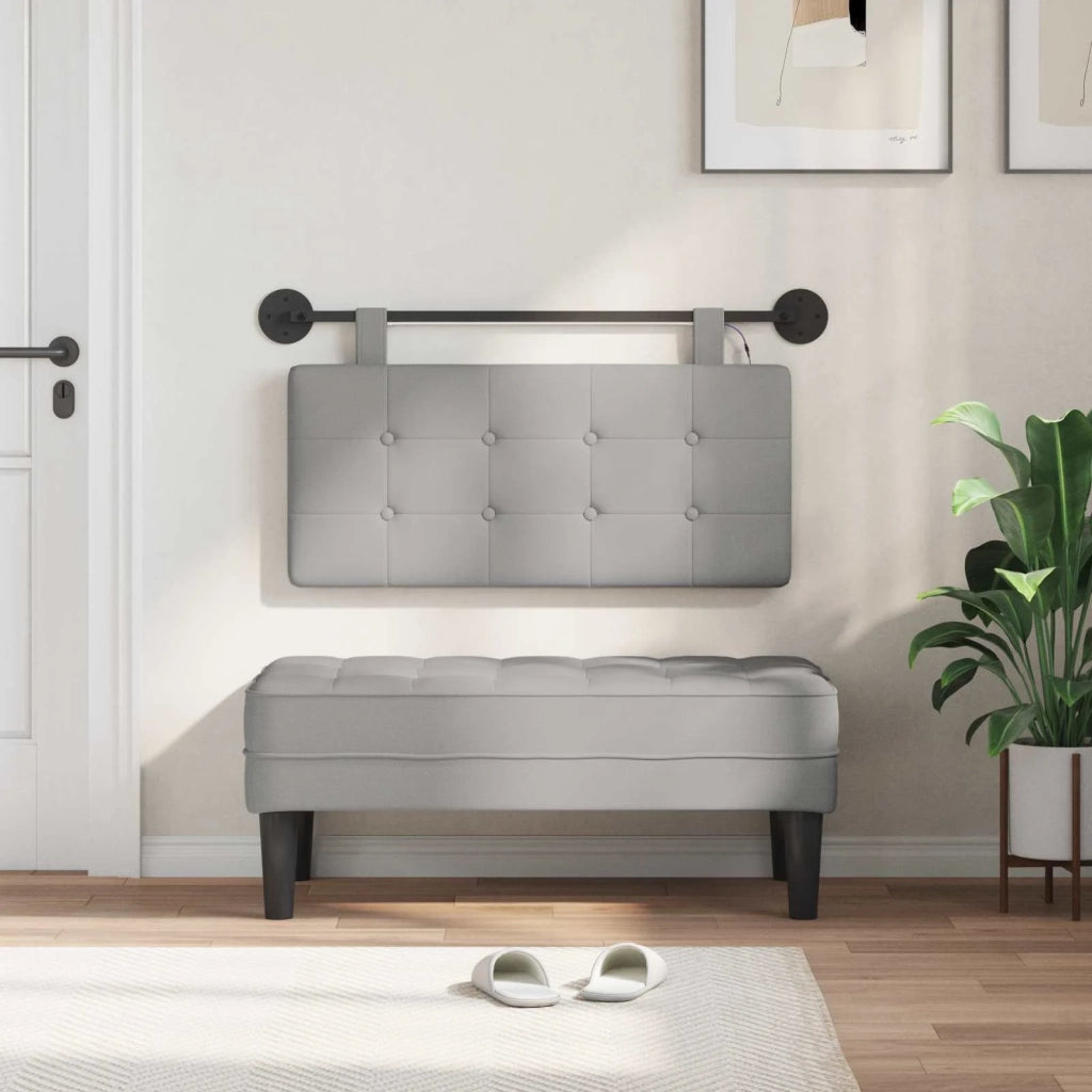 Testiera sospesa Con luce LED Grigio Nuvola Tessuto 3424344