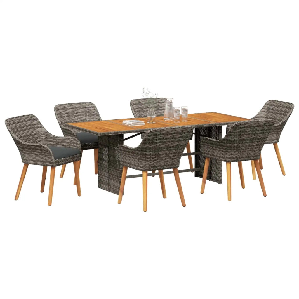 Set da Pranzo per Giardino con cuscino 7 pcs Grigio polyrattan 3261627