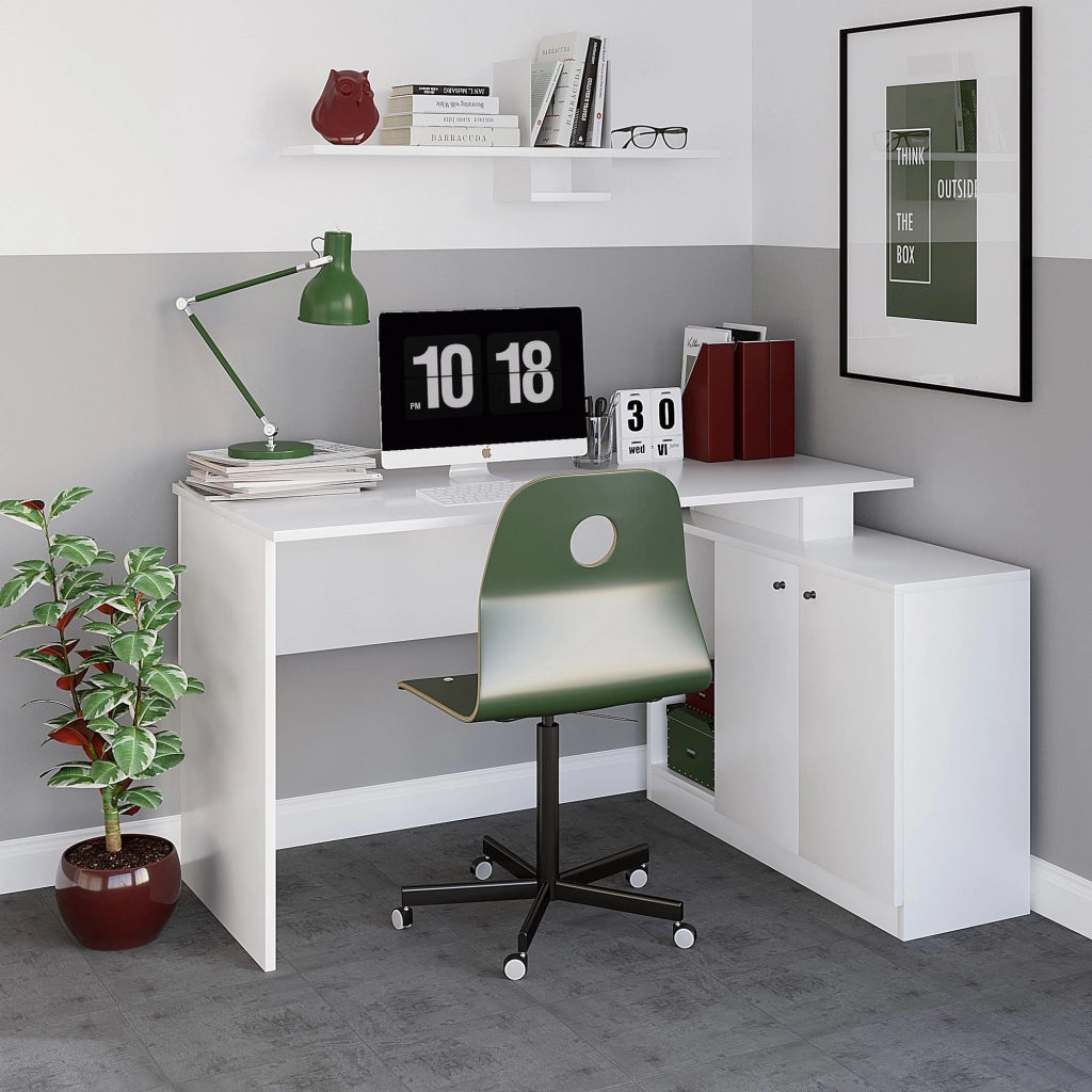 Bureau en bois "Basak" - 130 x 60 x 74 cm - Bianco