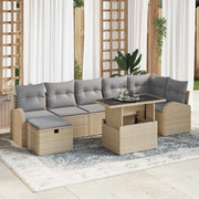 Set Divano da Giardino con cuscino 8 pcs Beige Poly Rattan 3359767