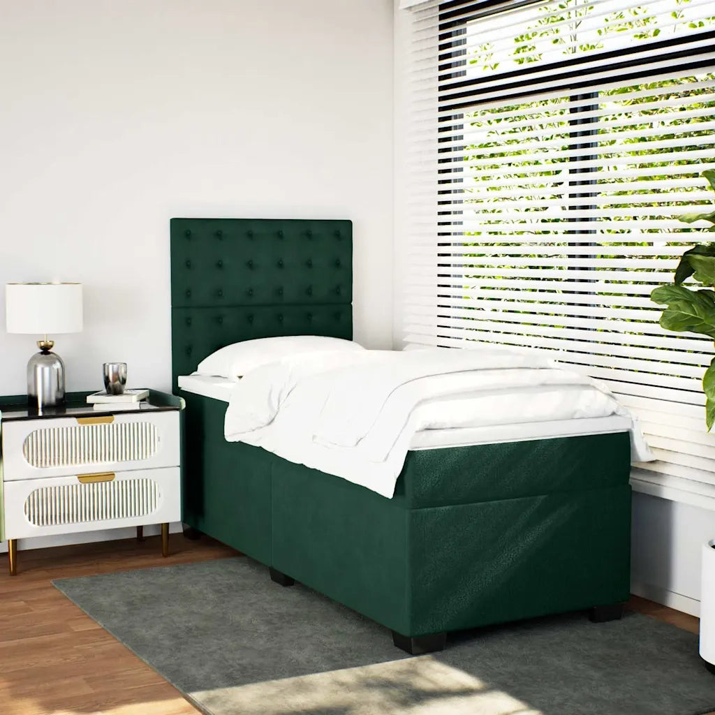 Giroletto a Molle con Materasso Verde Scuro 90x190 cm Velluto 3290801