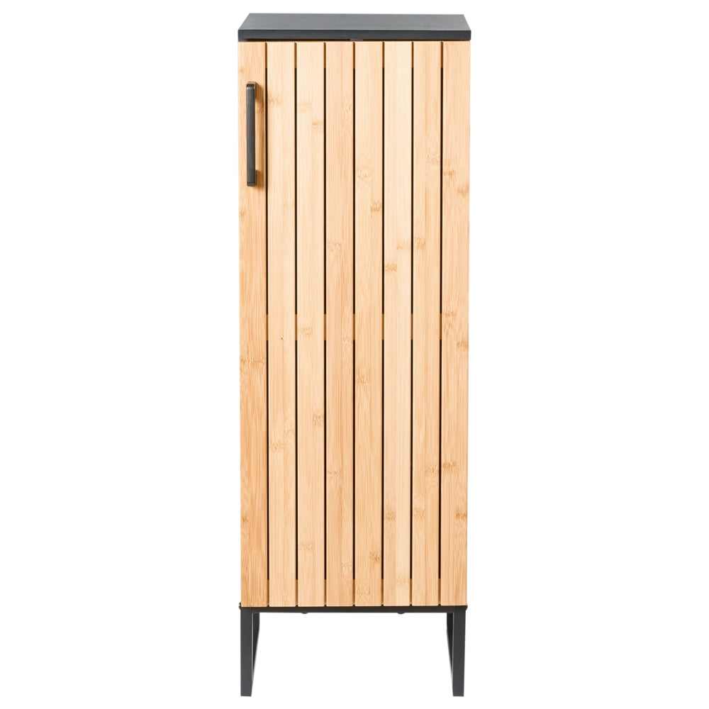 Mobile da bagno moderno con ripiani in legno di bambù acciaio e MDF 3 ripiani nero e marrone chiaro