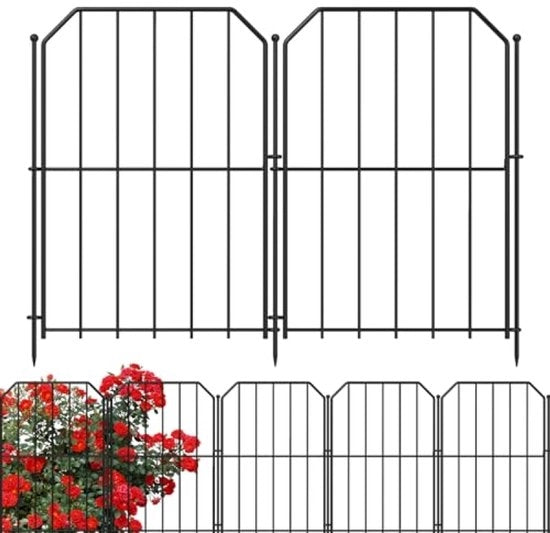 Decorazione per giardino - 19 deli metallo recinzione ornamentale 31 cm largo x 41 cm alto - Recinzione esterna nera per aiuole, giardino e terrazza