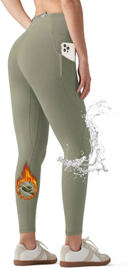 Legginsa Termiche per Donna con Fleece, Impermeabile con Cintura Alta