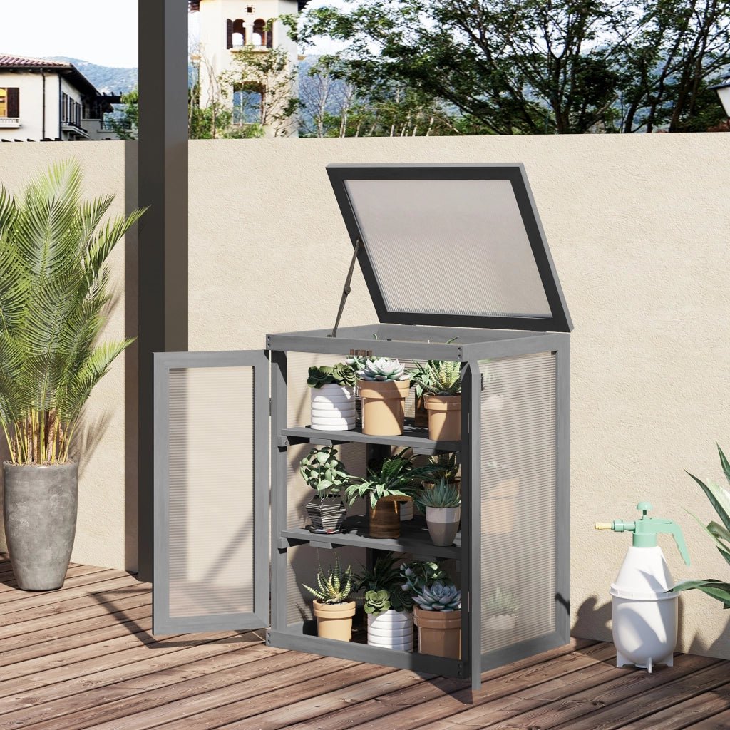 Serra da giardino ¨C Xylo ¨C legno e policarbonato trasparente 58x44x78 cm