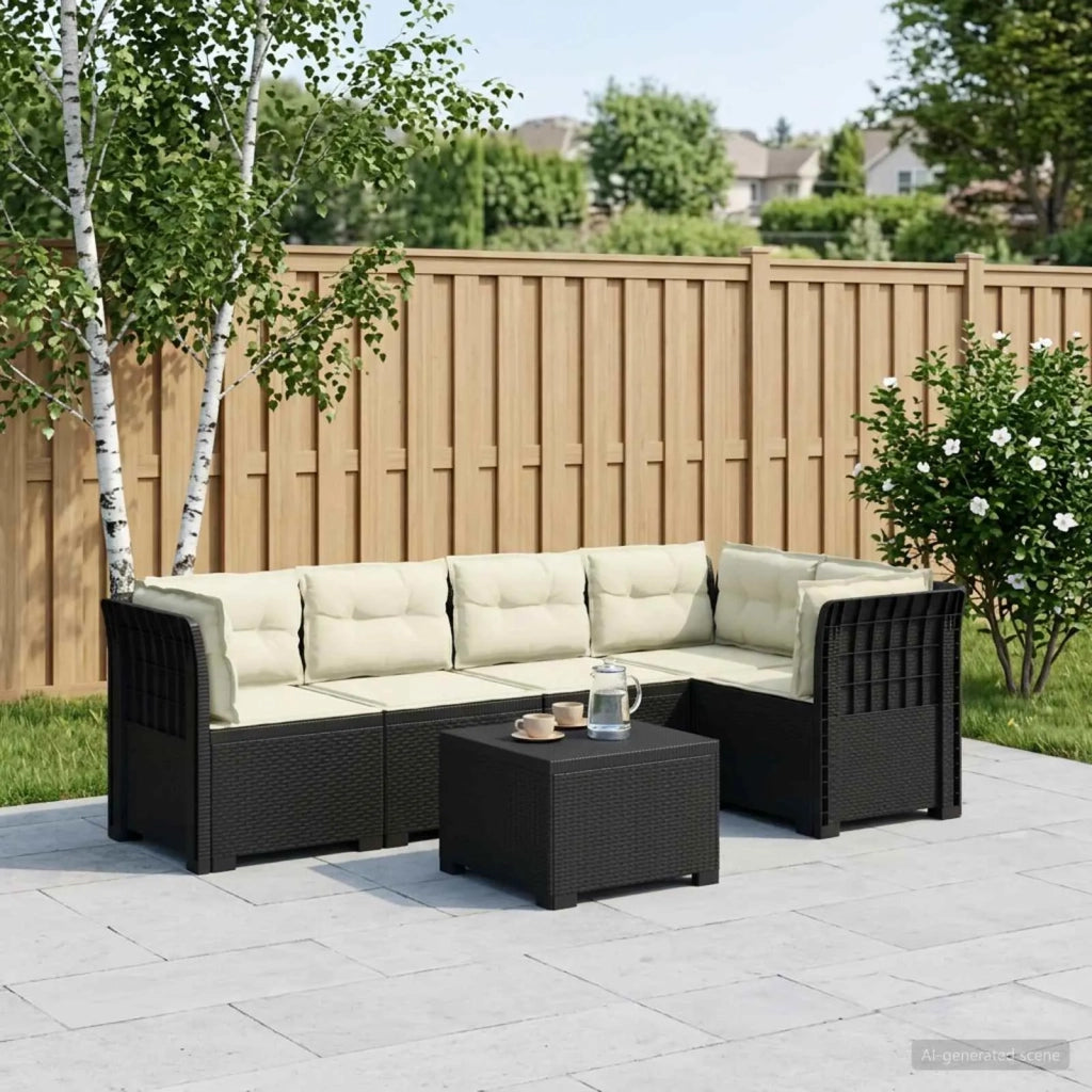 Divano da Giardino 5 Posti con Cuscini Stile Rattan PP 3444086