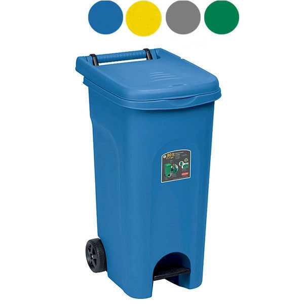 Stefanplast 25605 Urban Eco System Bidone Pattumiera a Pedale 80 lt con Ruote e Maniglione colore Giallo