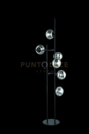PIANTANA JEWEL NERO 6 LUCI ATTACCO E14 VETRO FUME' VETRI D.15CM H.166CM