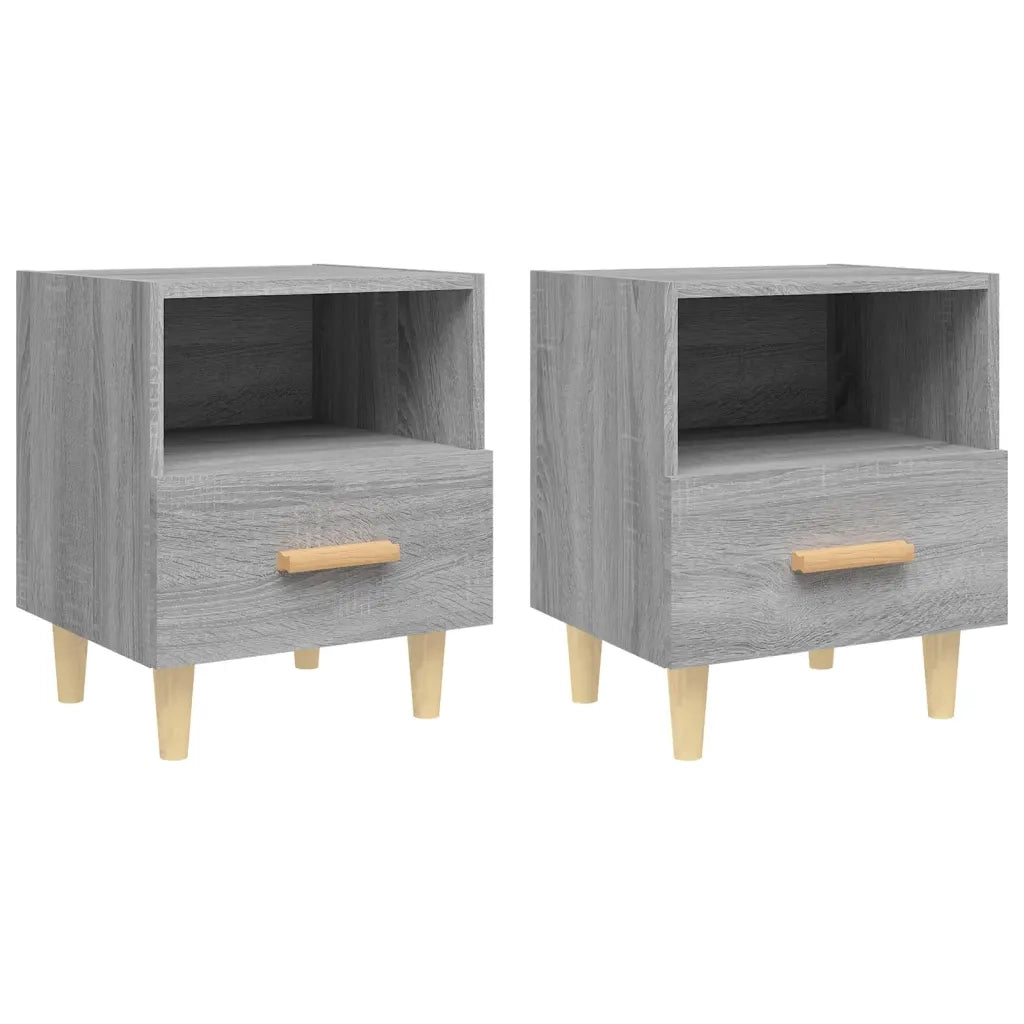 Set di 2 Comodini | Armadio da Notte | Mobiletto da notte Grigio Sonoma 40x35x47 cm