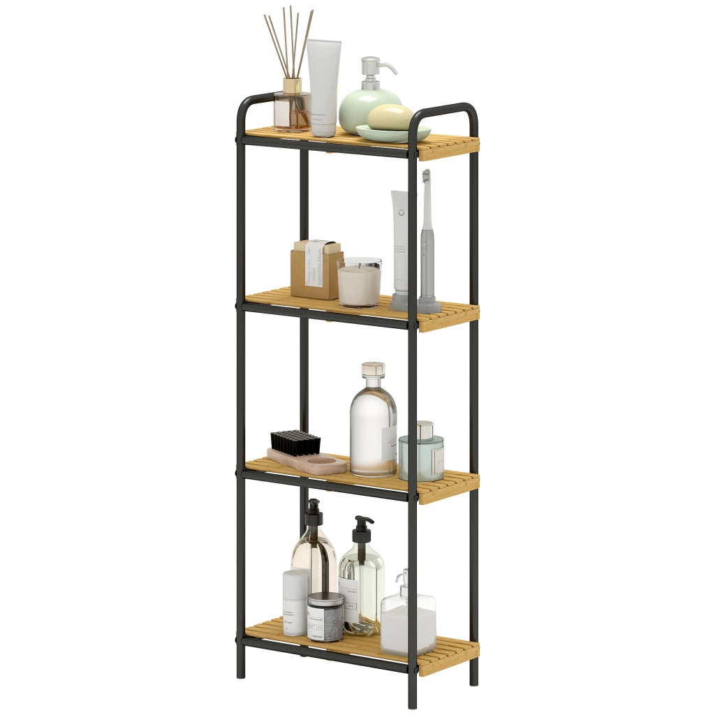 Etagere da bagno 4 ripiani in bambu ¨C zephmum ¨C 15x21.5x106 cm bianco
