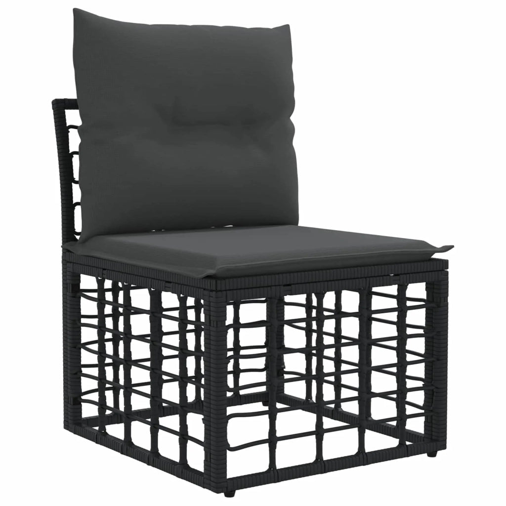 Set Divano da Giardino 13 pz Nero e Grigio scuro polyrattan 3438043