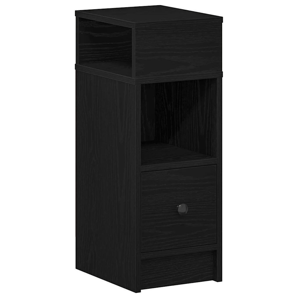 Comodino con Cassetto Nero 25x31x66 cm 858616