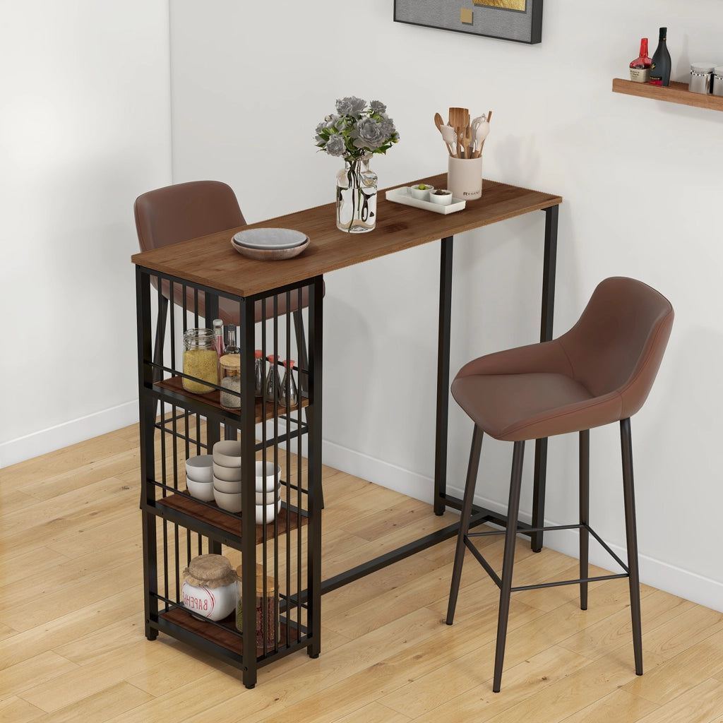 Tavolo da cucina con ripiani ¨C zephmum ¨C 120x40x105 cm, nero e marrone