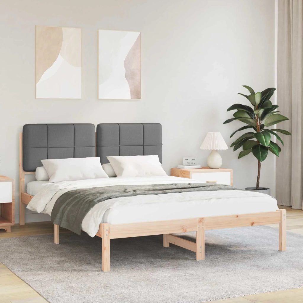 Letto con Testiera Rivestita-Struttura Letto con Testiera Grigio scuro 150 x 200 cm 900817