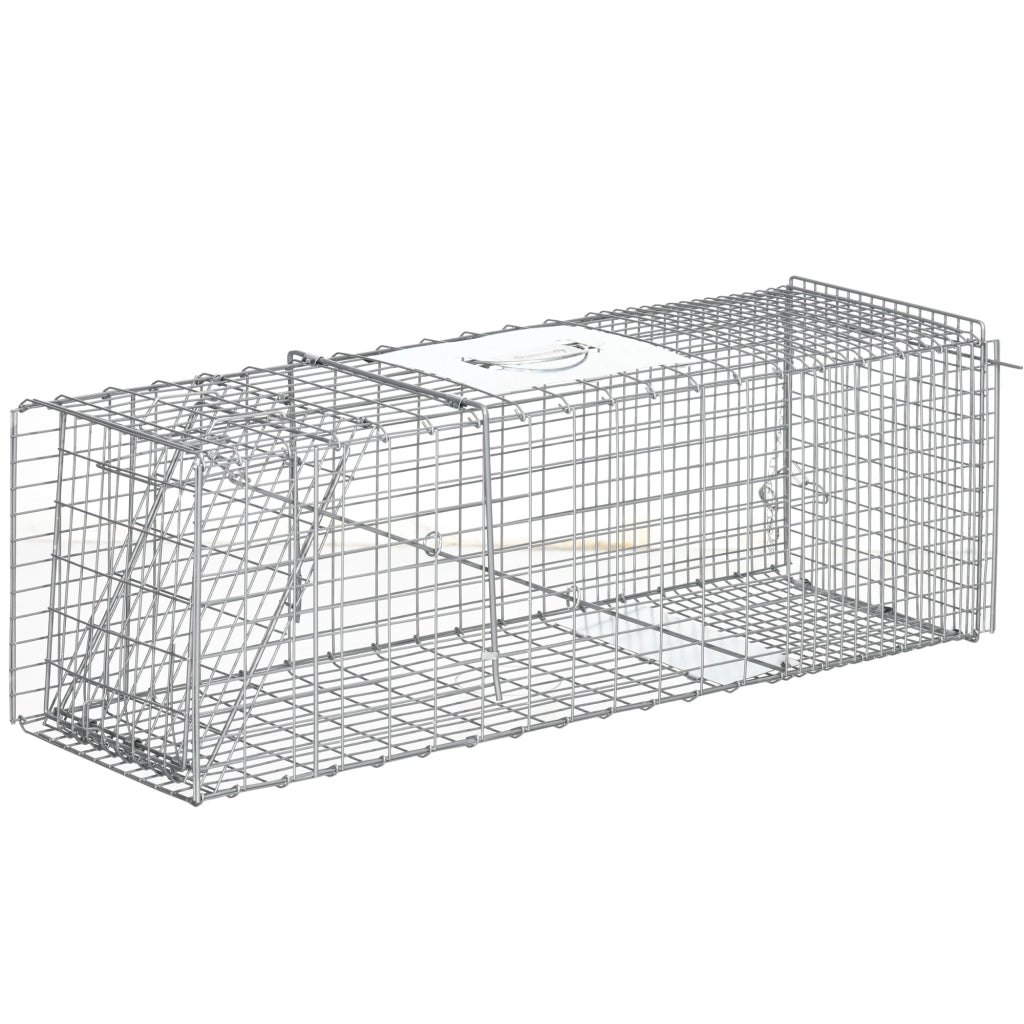 Gabbia Trappola per Animali Vivi Pieghevole ¨C Xylo ¨C 93x31x34,5 cm Argento