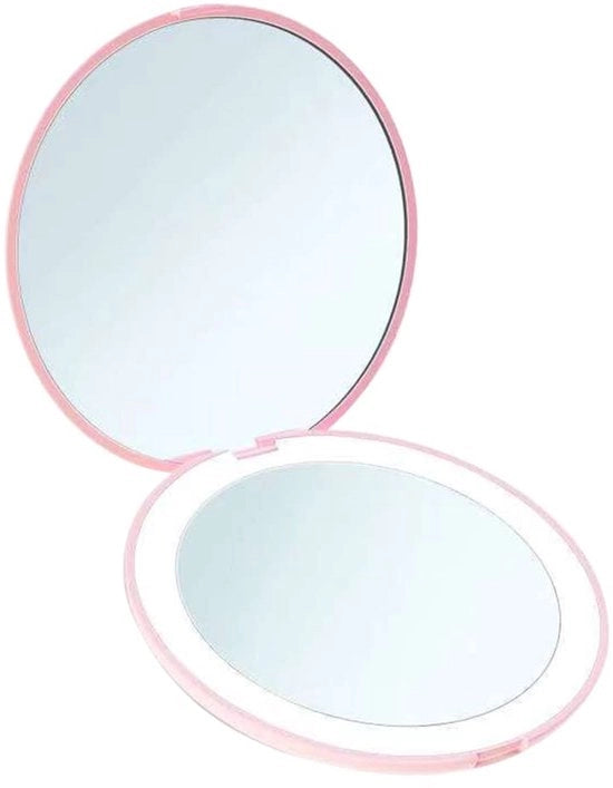 Mini Specchio LED per Bagno con Luce, Pieghevole e Bifacciale