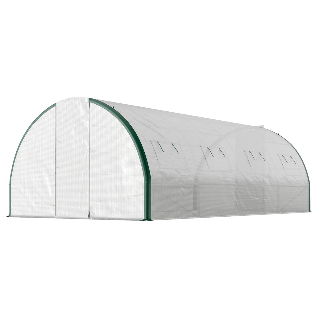 Serra da Giardino ¨C Minimal ¨C Bianco e Verde, 6x3 m, PE, Poliestere, Acciaio Zincato
