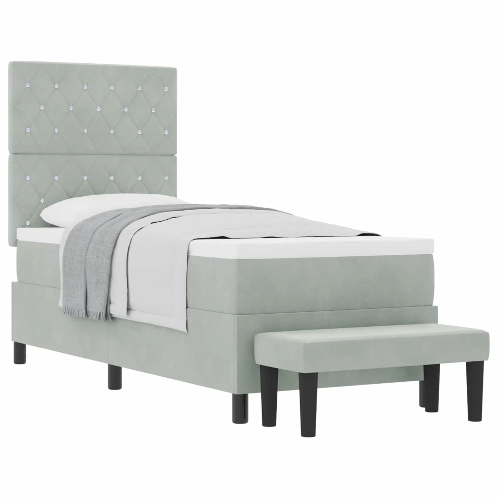 Letto a molle con materasso Grigio chiaro 80 x 200 cm Velluto