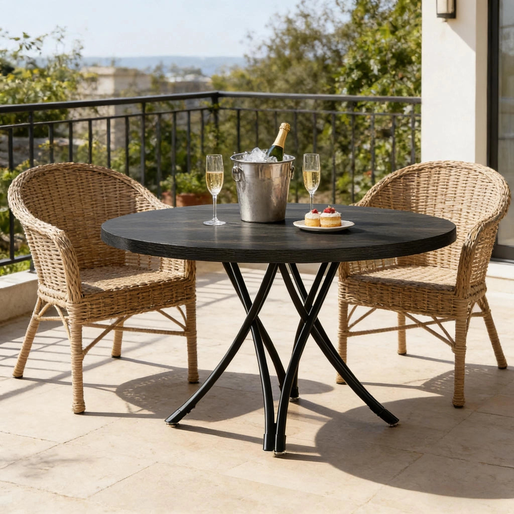 TAVOLO da pranzo rotondo 120 cm Nero Legno per 4-6 persone