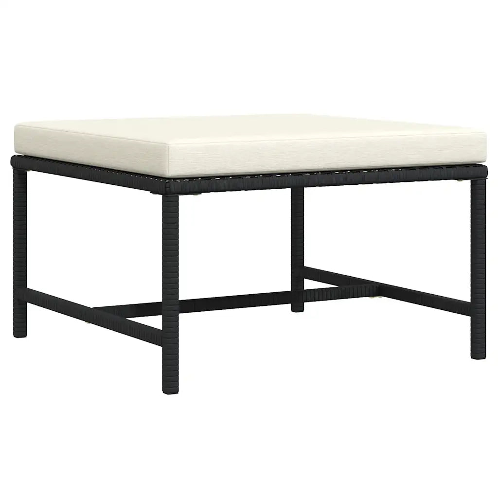 Poggiapiedi Modulare con Cuscino in Polyrattan Nero 313509
