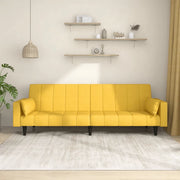Divano Letto a 2 Posti con 2 Cuscini Giallo in Tessuto 375838