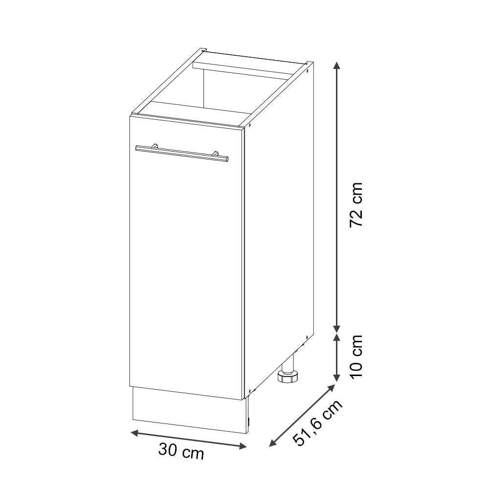 Armadio cucina dispensa alto Fame-Line Blu scuro lucido/Antracite 30 cm, PL Marmo Vicco