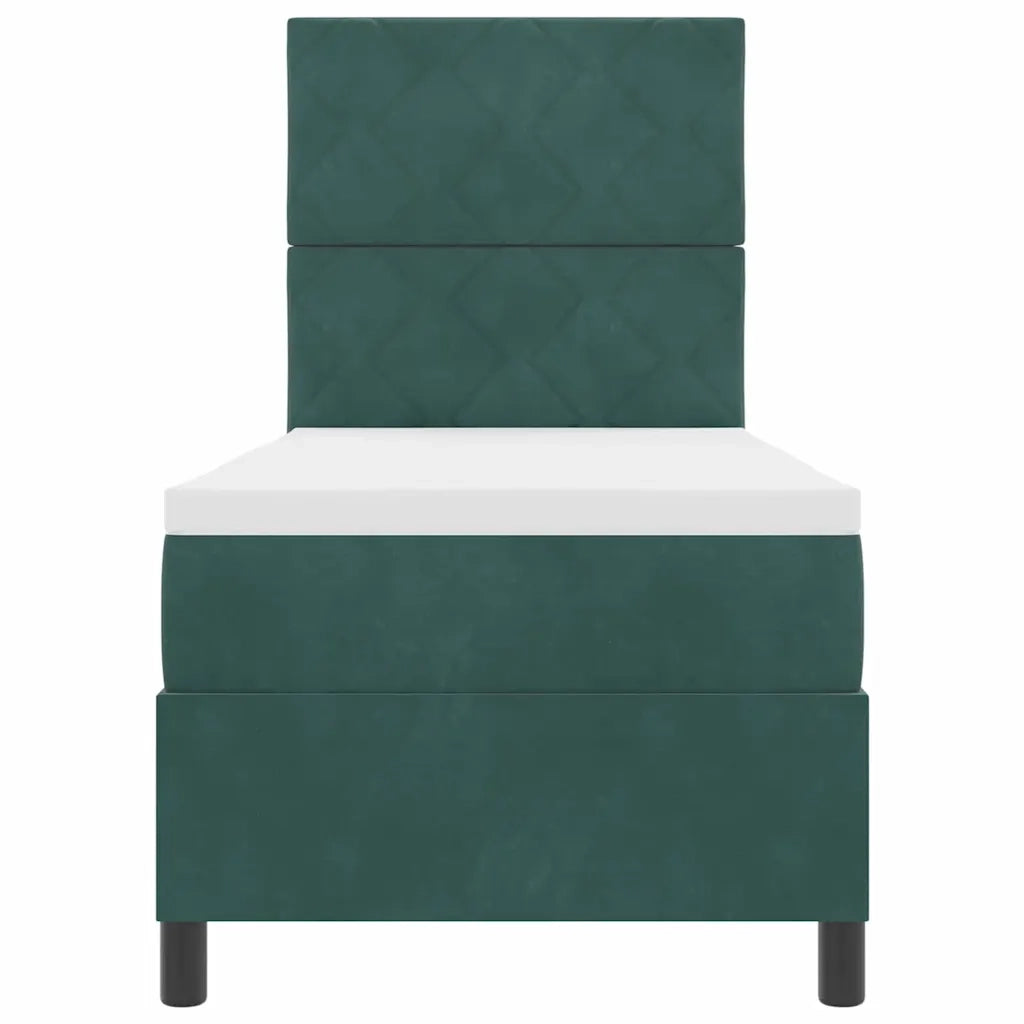 Letto a molle con materasso Verde Scuro 80 x 200 cm Velluto 3339863