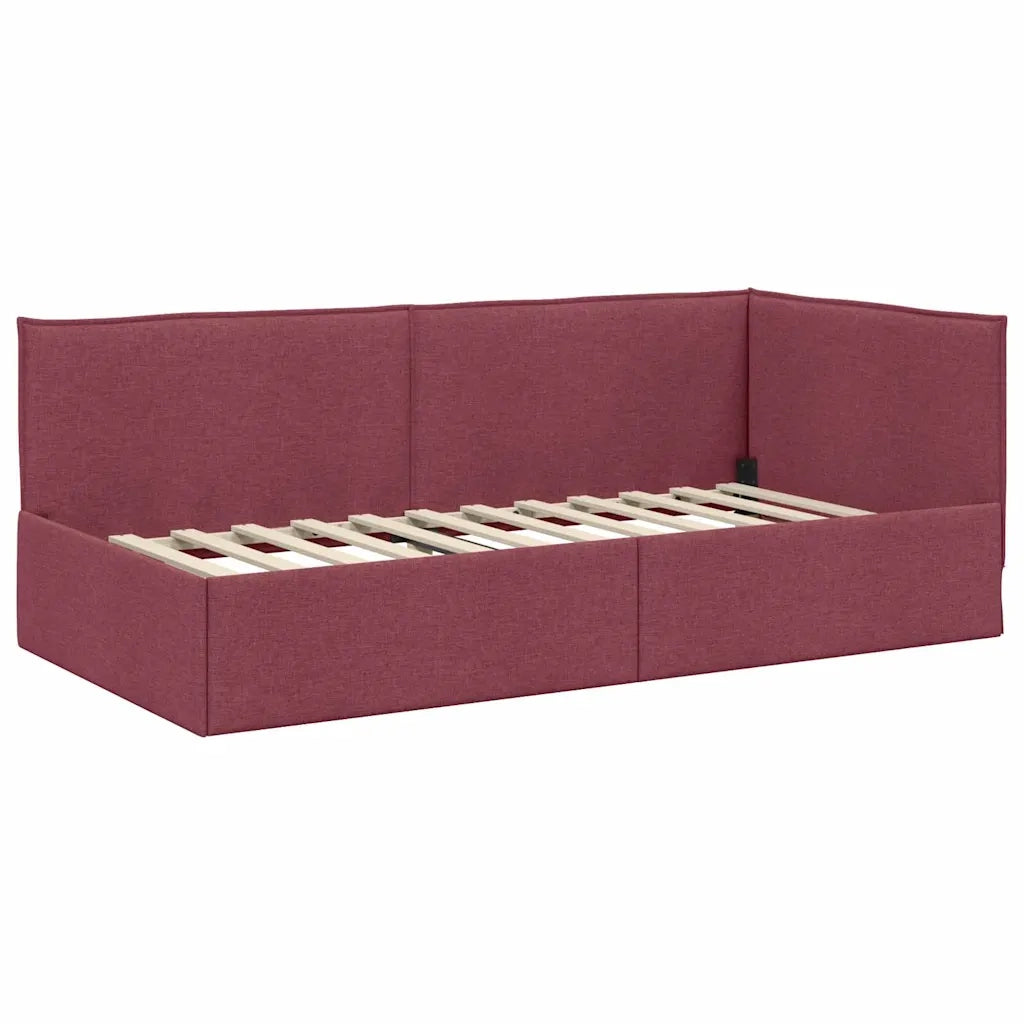 Cornice del letto ad angolo Rosso Vino 100 x 200 cm Tessuto