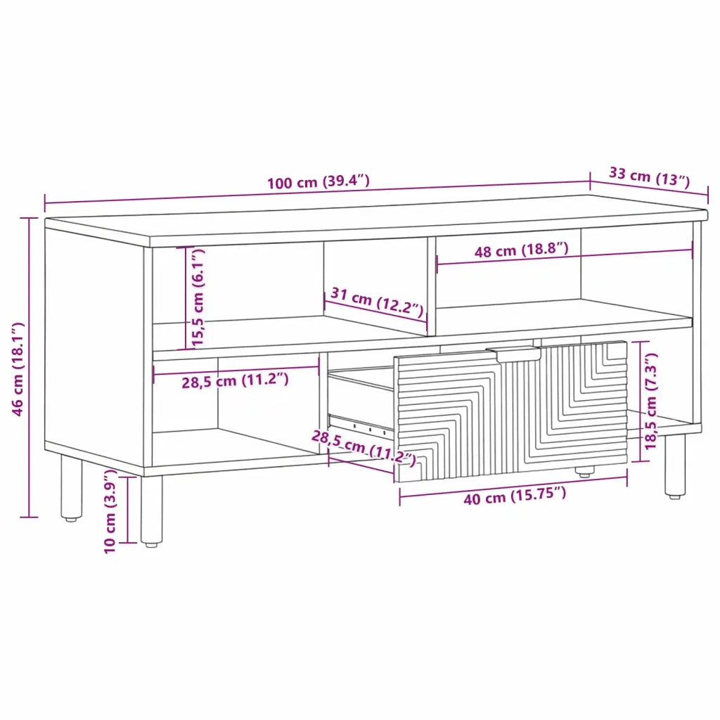Unità TV Legno di Acacia Massello 100 x 33,5 x 46 cm 4017772