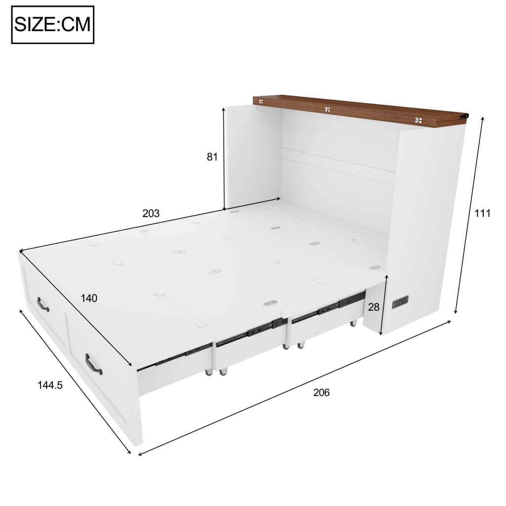 LETTO a scomparsa 140x200 cm Legno e metallo Bianco