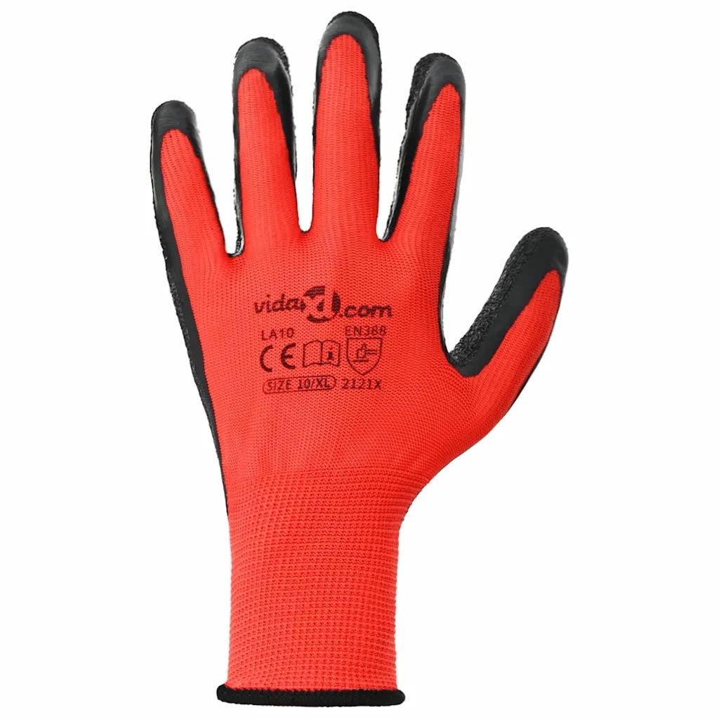 Guanti da Lavoro 24 pcs Rosso e Nero 10 / xl 42020697