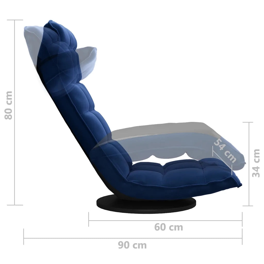 Sedia da Pavimento Girevole Blu in Velluto 336563