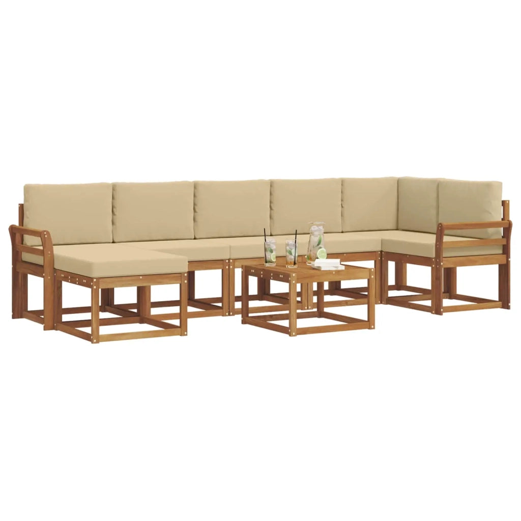 Set di divani da esterno con cuscino 8 pcs Naturale e Beige 3366746