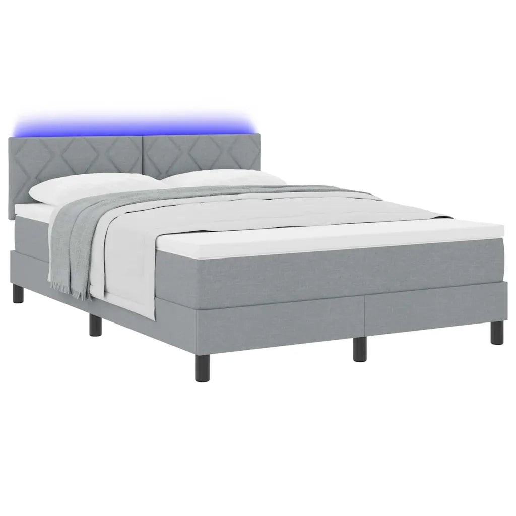 Letto a molle con materasso Grigio chiaro 160 x 200 cm Tessuto