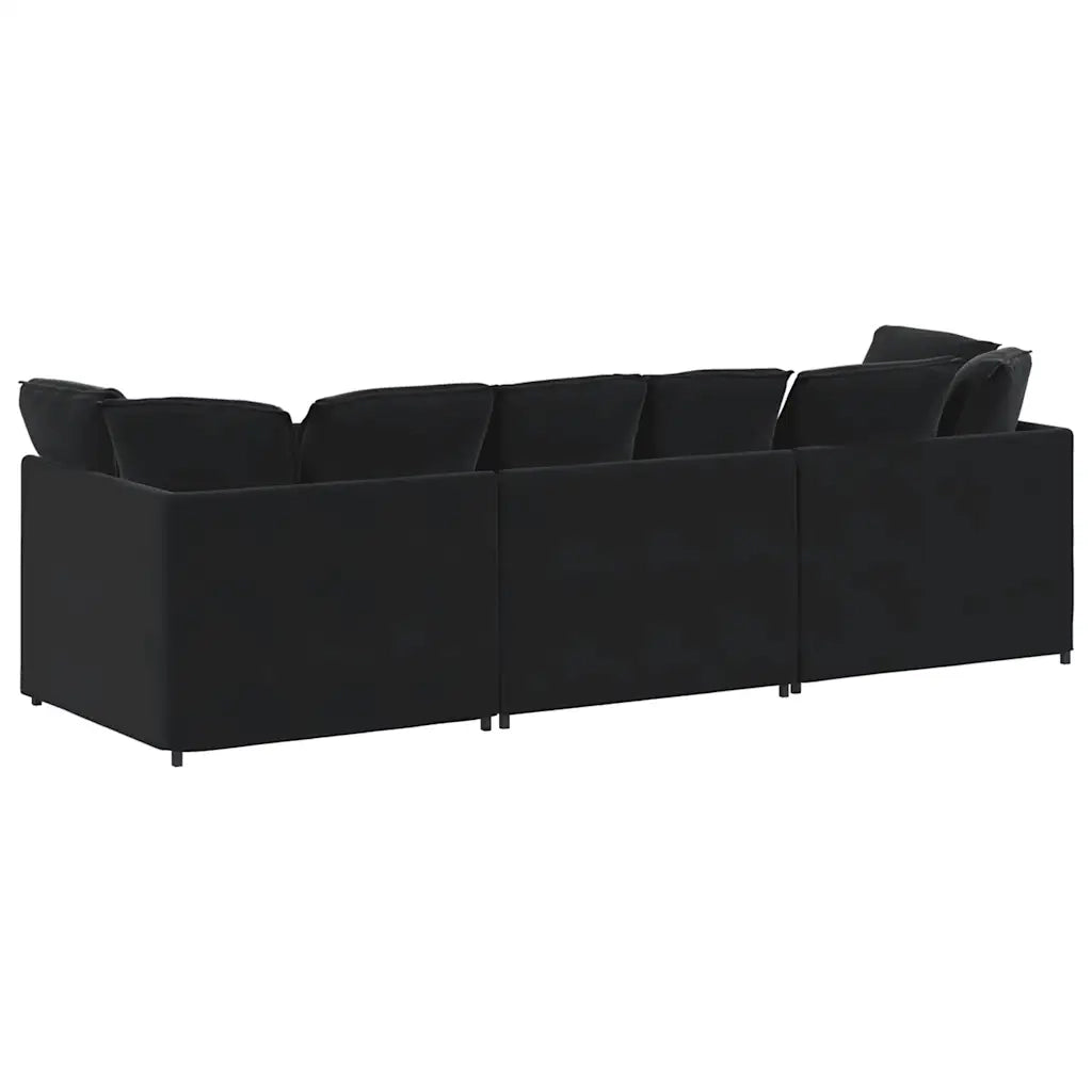 Divano Modulare con Cuscini in Velluto Nero 3321284