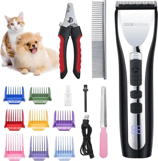 Set di taglia pelo professionale per capelli spessi di cani - Trimmer senza cavo per cani e gatti QR-9086
