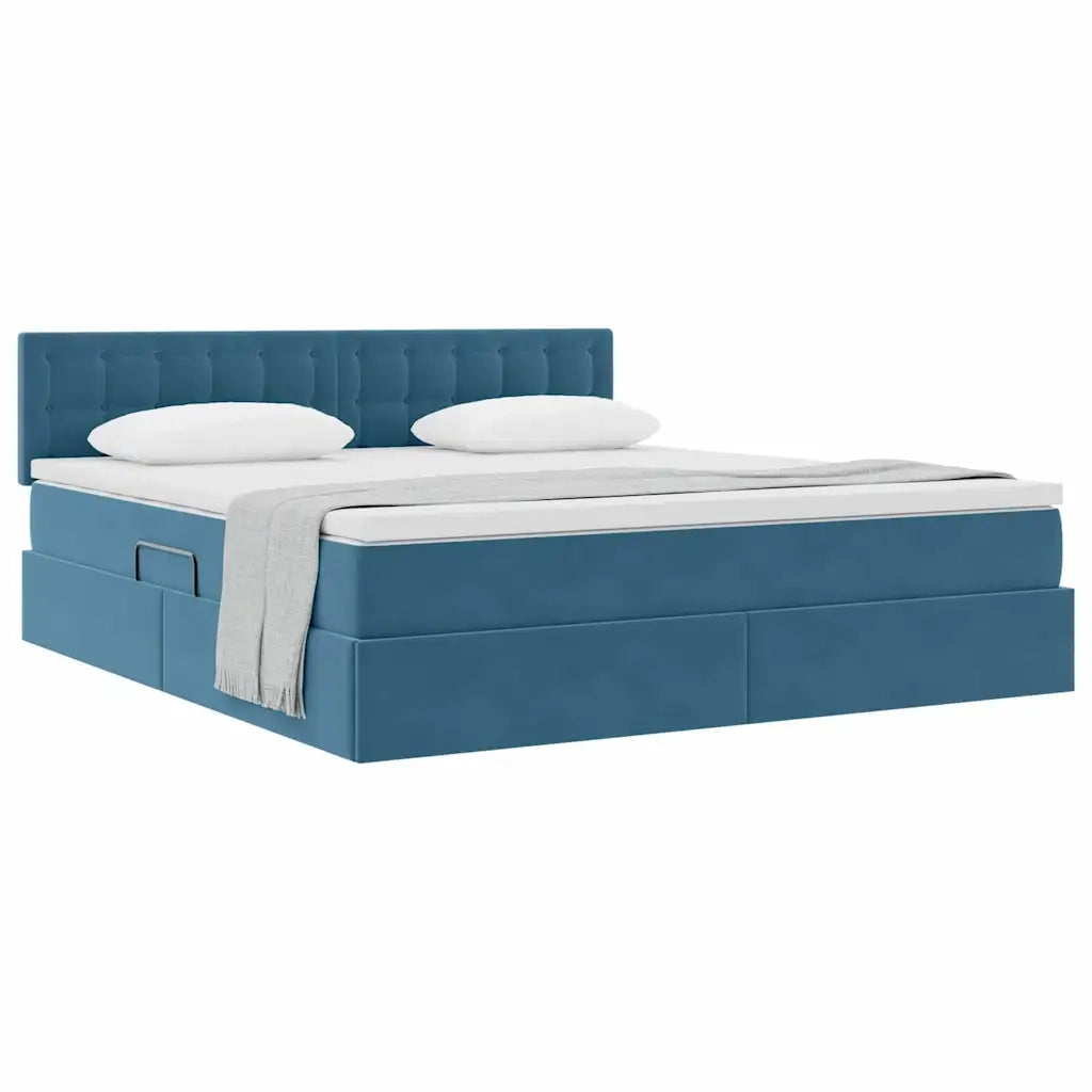 Letto con Contenitore Blu Scuro 180 x 200 cm Velluto