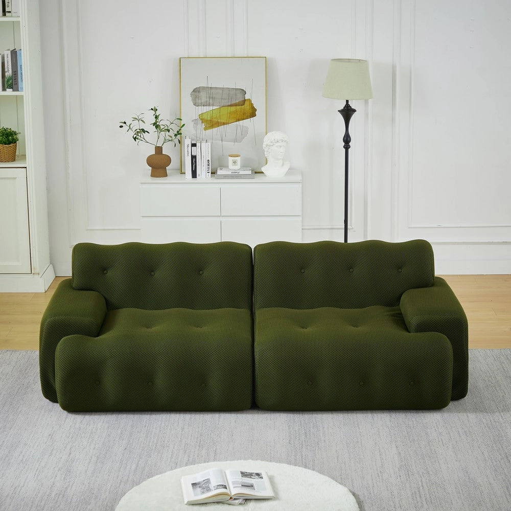 Divano 2 Posti con Braccioli e Bottoni ¨C Xylo ¨C Verde, Design Moderno