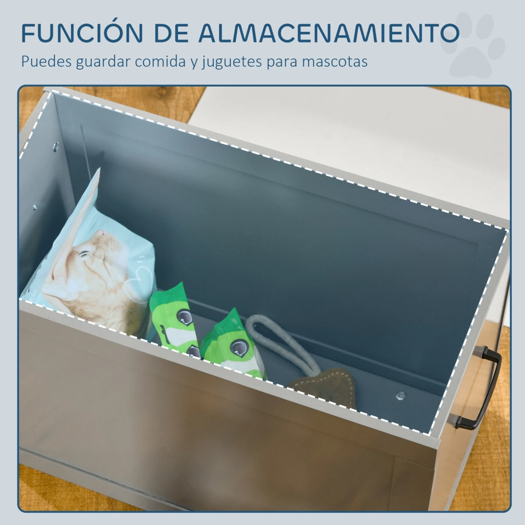 Ciotola per Cane con Alimentatore e Contenitore ¨C Minimal ¨C Grigio 60x30x41 cm