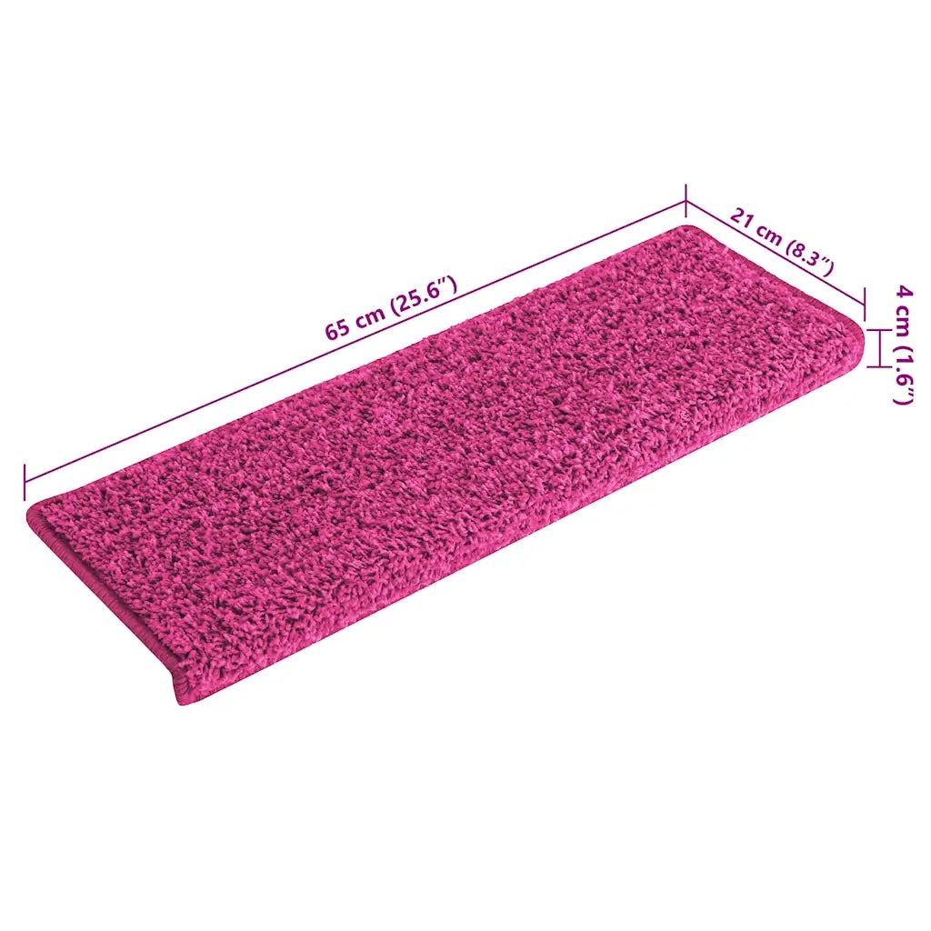 Tappetini per scale 15 pz | Gradini per Scale 65x21x4 cm Rosa Bordo rettangolare